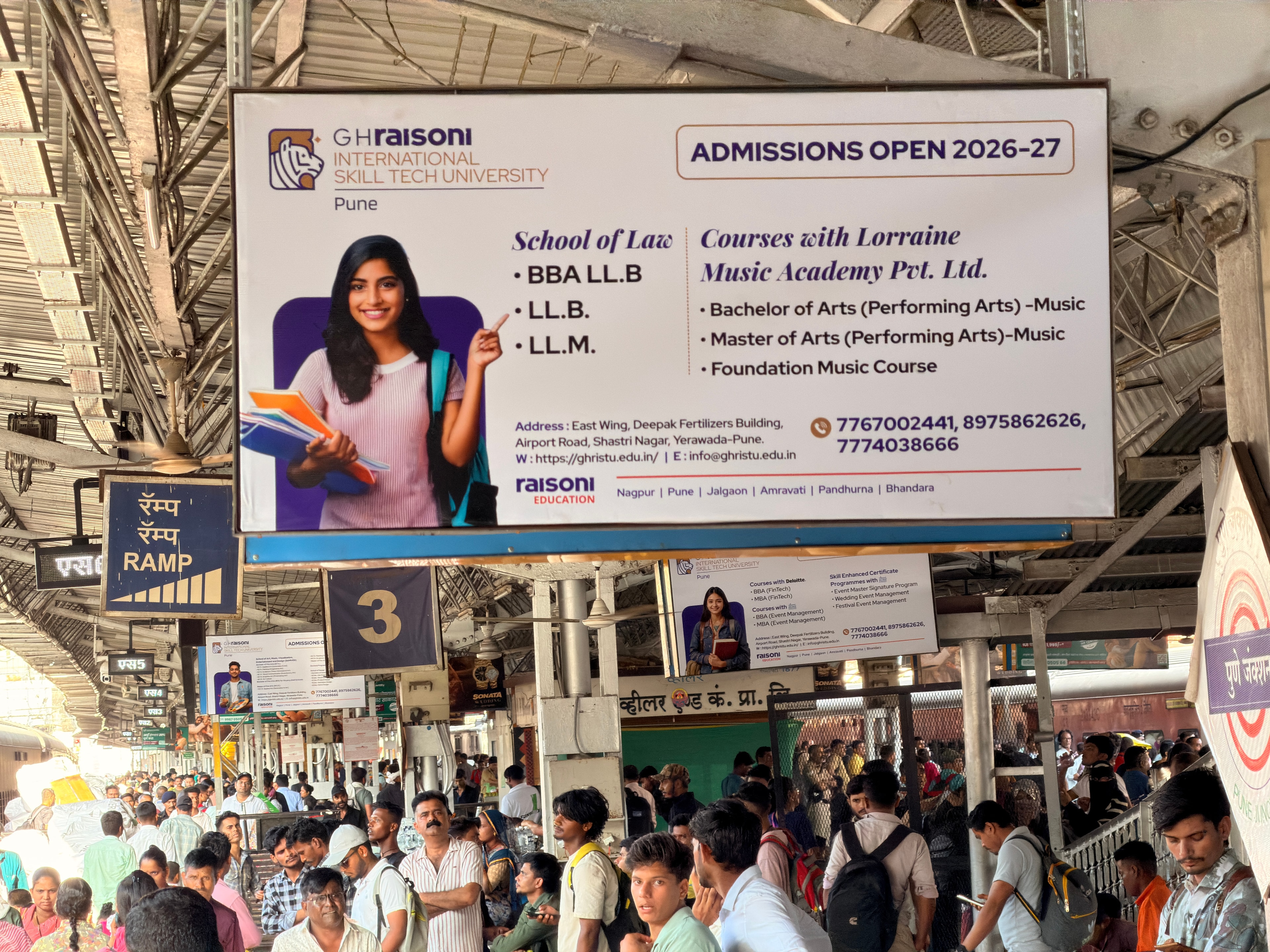 GH Raisoni University campaign at Pune Station Platform 2 to 6