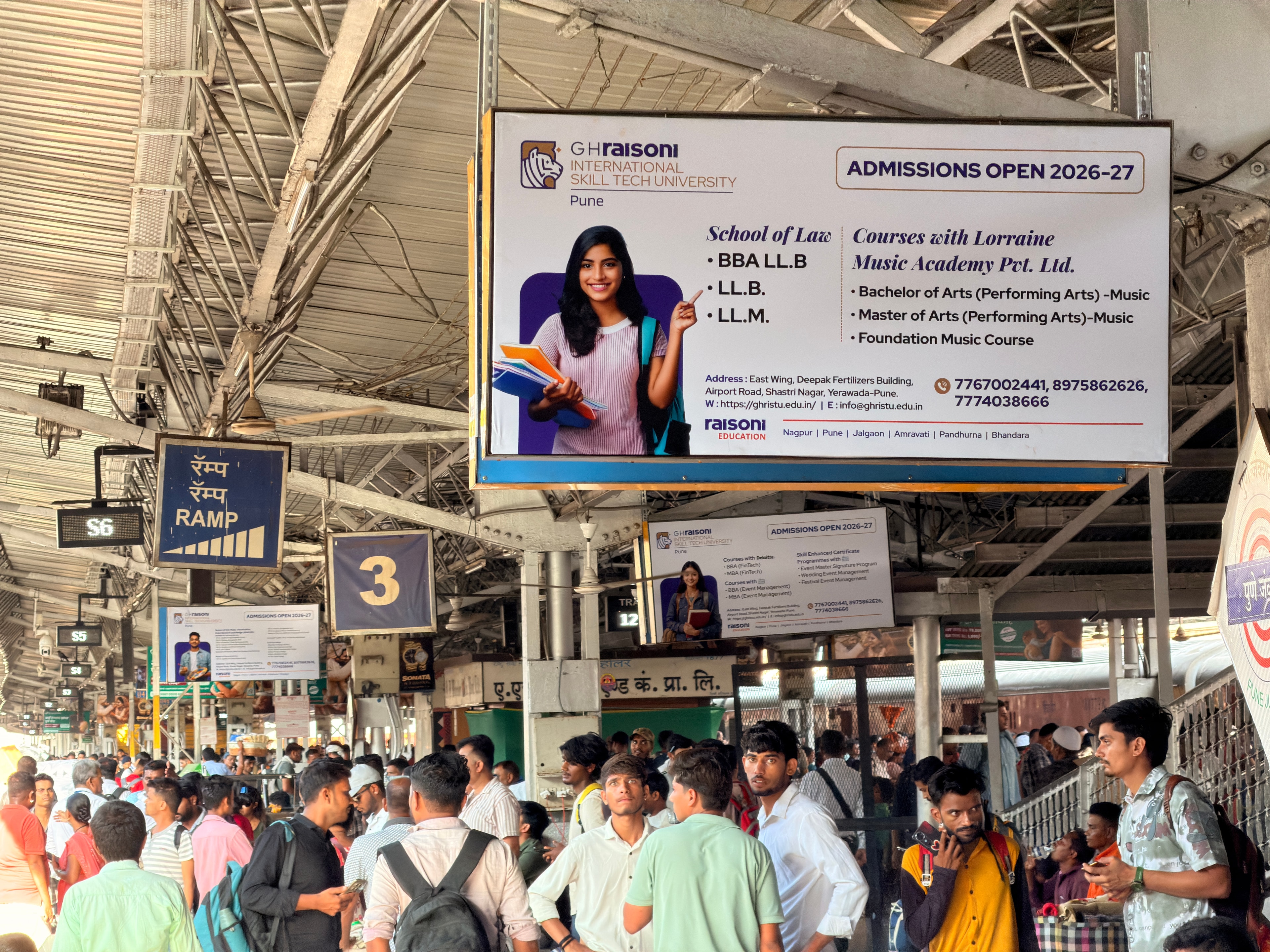 GH Raisoni University campaign at Pune Station Platform 2 to 6
